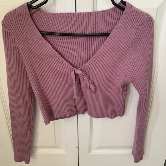 purple front tie cardigan - Picture 1 of 2